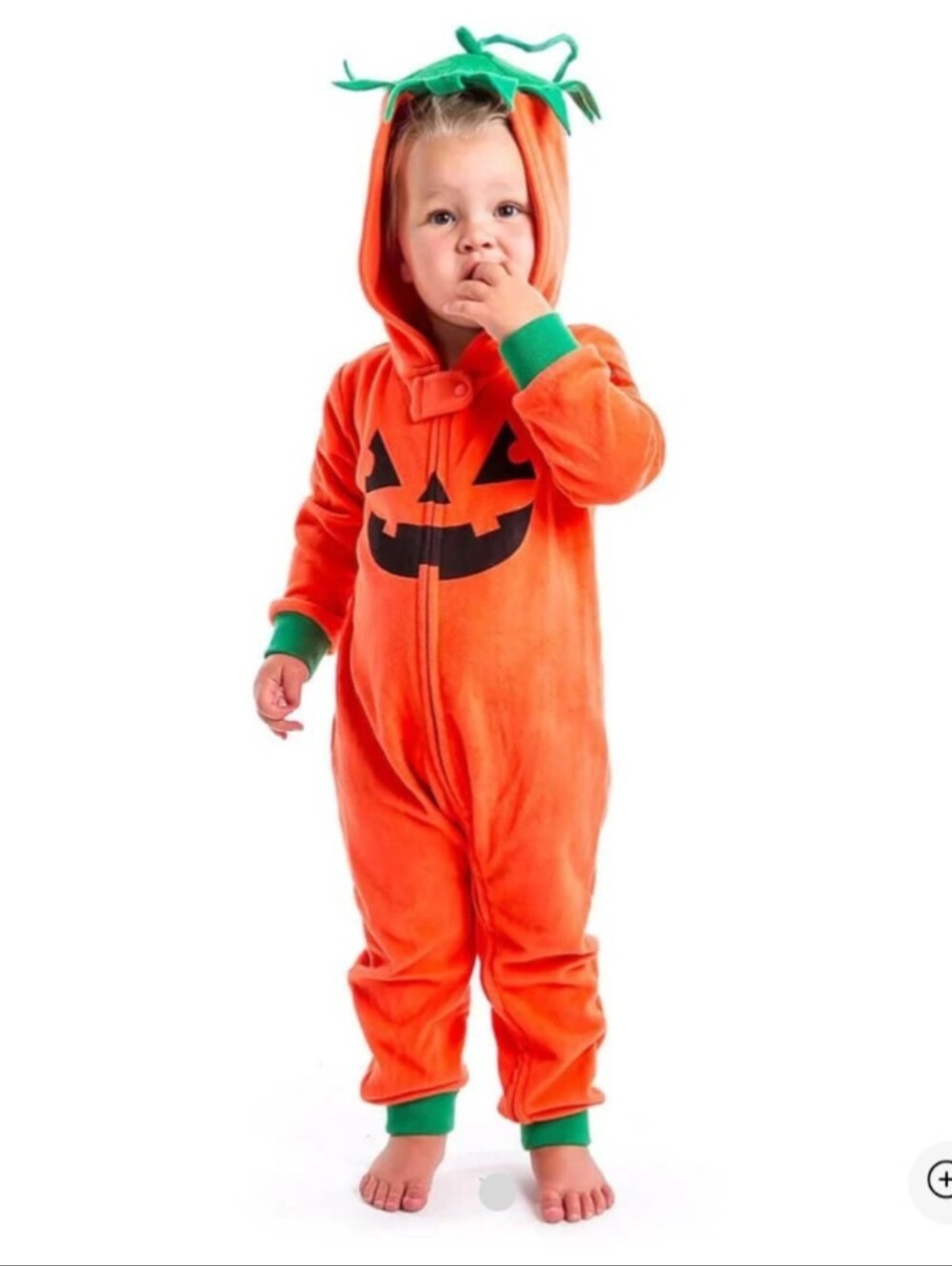 TIPSY-ELVES Kids 2T Pumpkin Hooded Jumpsuit with Jack-O'-Lantern Face - Picture 3 of 4